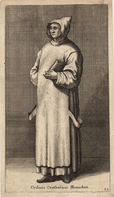 Ordinis Carthusiani Monachus. Staat 3 door Wenceslaus Hollar